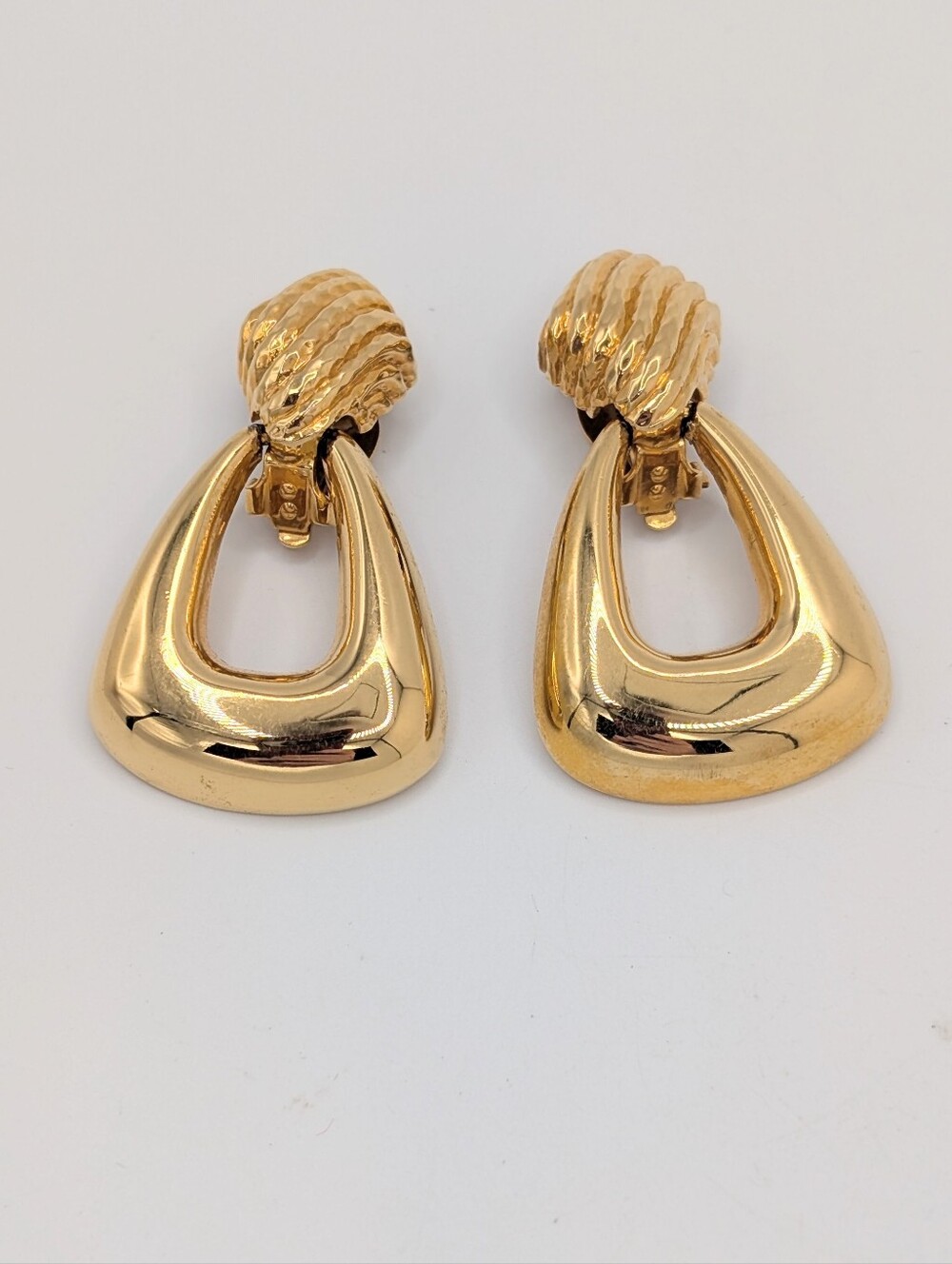 Vintage St. John Gold Tone Door Knocker Clip Earrings
